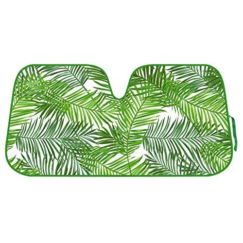 BDK Tropical Leaves Auto Windshield Sun Shade for Car SUV Truck - Balmy Fern - Double Bubble Foil Jumbo Folding Accordion - AS-768 - Image 1