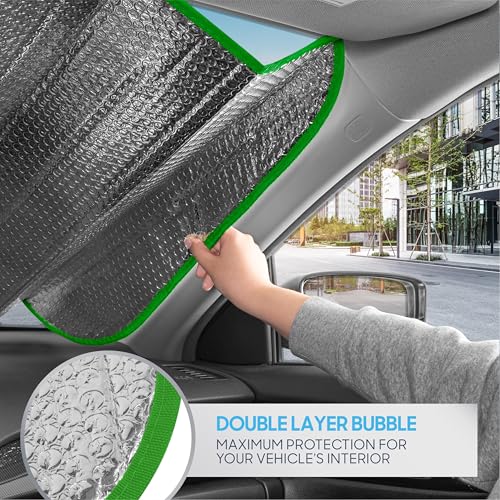 BDK Tropical Leaves Auto Windshield Sun Shade for Car SUV Truck - Balmy Fern - Double Bubble Foil Jumbo Folding Accordion - AS-768 - Image 3