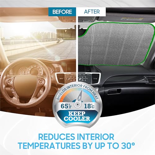 BDK Tropical Leaves Auto Windshield Sun Shade for Car SUV Truck - Balmy Fern - Double Bubble Foil Jumbo Folding Accordion - AS-768 - Image 4