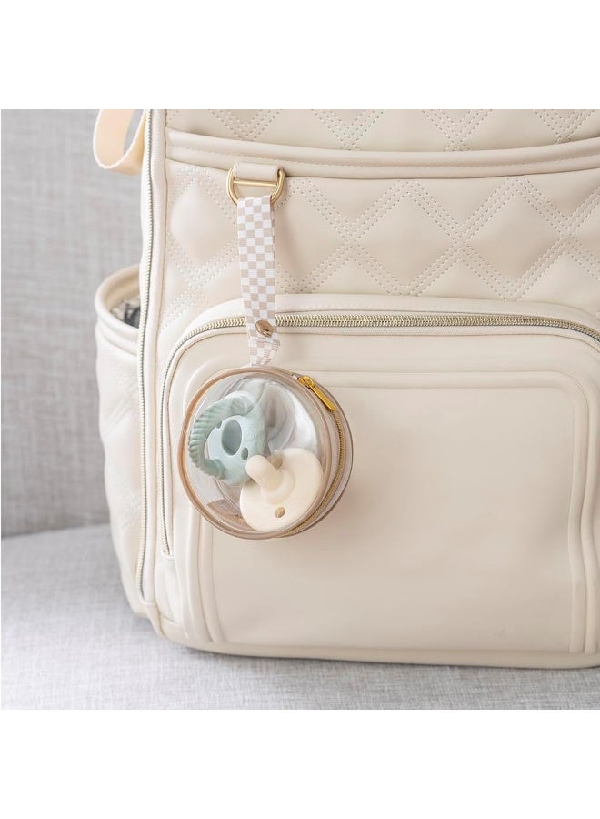 Itzy Ritzy Clear Pacifier Case with Handle - Pacifier Pod Easily Attaches to Diaper Bag or Purse; Holds 2 Pacifiers; Taupe - Image 3