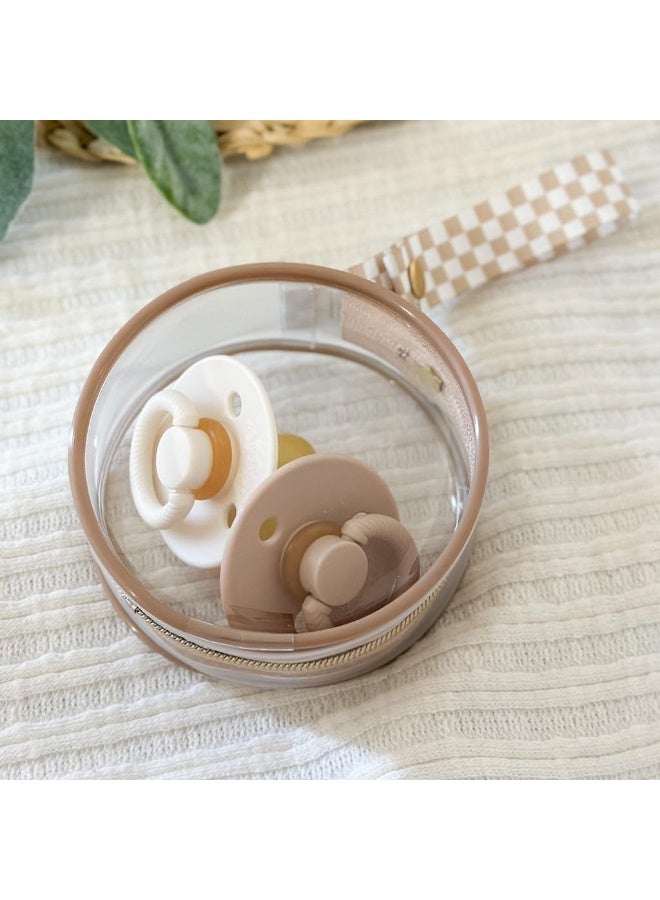 Itzy Ritzy Clear Pacifier Case with Handle - Pacifier Pod Easily Attaches to Diaper Bag or Purse; Holds 2 Pacifiers; Taupe - Image 5