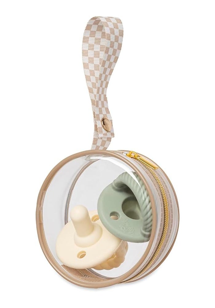 Itzy Ritzy Clear Pacifier Case with Handle - Pacifier Pod Easily Attaches to Diaper Bag or Purse; Holds 2 Pacifiers; Taupe - Image 2