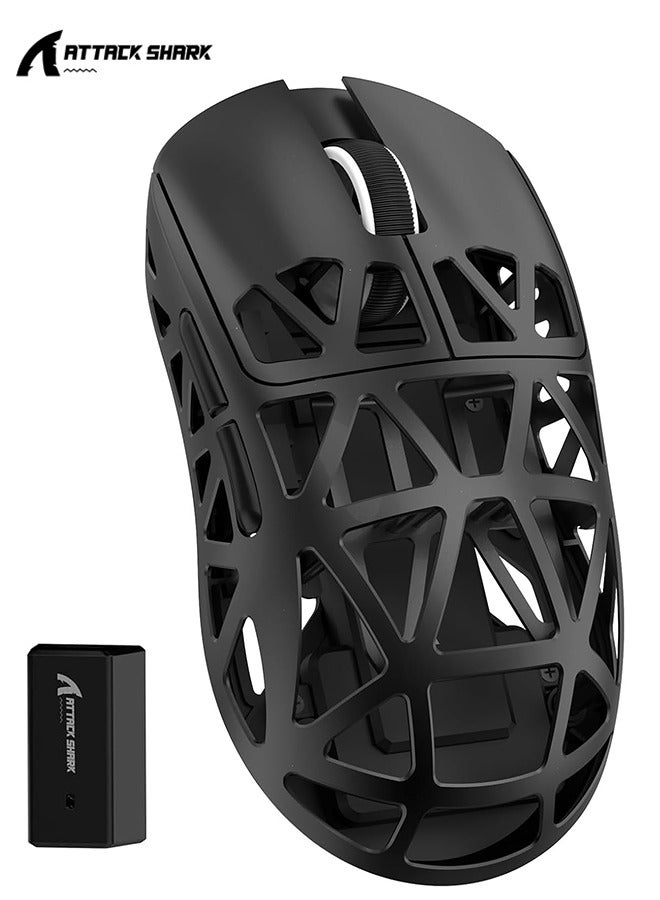 Attack Shark R2 Wireless Gaming Mouse,Superlight Magnesium Alloy,PAW3950 42000 DPI Optical Sensor,8000Hz Polling Rate,2.4G/BT/Wired Programmable Mice for Win Mac Gamer (Black) - Image 1
