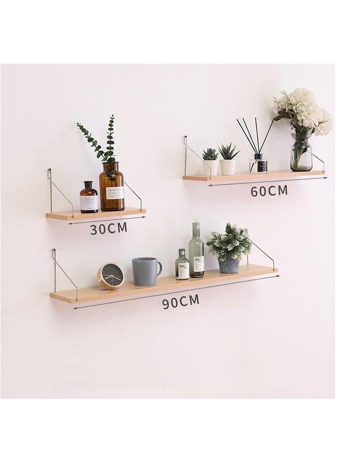 HOMESTAR 3-Piece Home Book Shelves Set Floating for Wall Hanging Wood Shelf Wooden with Metal Brackets Organizers Color  - Image 3