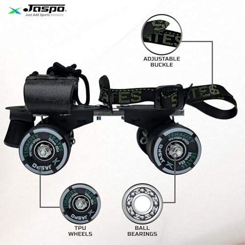 jaspo Unisex Tenacity Pro Adjustable Senior Outdoor Wheel Roller Skates Combo Suitable for Age Group 6 to 14 Years (Skates+ Helmet + Knee Guard+ Elbow Guard +Wrist Guard+Key) (Black) - Image 4