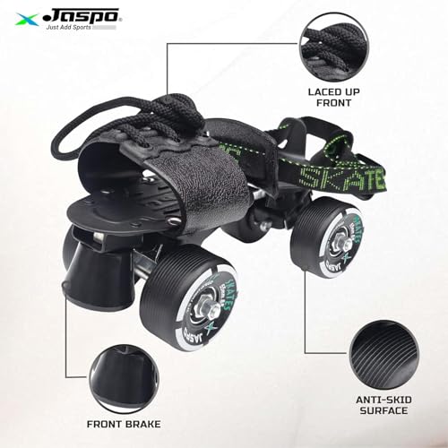 jaspo Unisex Tenacity Pro Adjustable Senior Outdoor Wheel Roller Skates Combo Suitable for Age Group 6 to 14 Years (Skates+ Helmet + Knee Guard+ Elbow Guard +Wrist Guard+Key) (Black) - Image 5