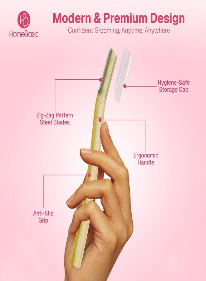 هوم بايسك مجموعة شفرات حلاقة الوجه القابلة لإعادة الاستخدام من هوم بيسيك للنساء - عبوة من 3 شفرات | مجموعة إزالة شعر الوجه الفورية وغير المؤلمة للحواجب، الشفة العليا، الذقن، الجبهة، السوالف، والشعر الخفيف | أداة ديرمابلانينج - Image 4