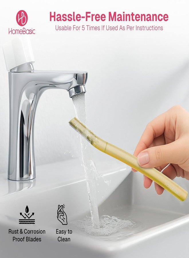 هوم بايسك مجموعة شفرات حلاقة الوجه القابلة لإعادة الاستخدام من هوم بيسيك للنساء - عبوة من 3 شفرات | مجموعة إزالة شعر الوجه الفورية وغير المؤلمة للحواجب، الشفة العليا، الذقن، الجبهة، السوالف، والشعر الخفيف | أداة ديرمابلانينج - Image 5