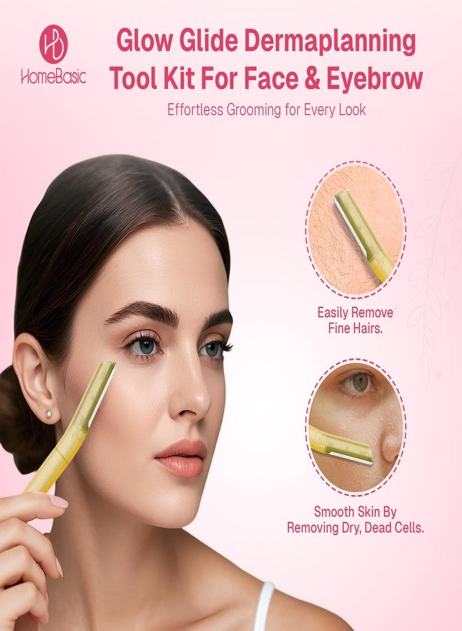 هوم بايسك مجموعة شفرات حلاقة الوجه القابلة لإعادة الاستخدام من هوم بيسيك للنساء - عبوة من 3 شفرات | مجموعة إزالة شعر الوجه الفورية وغير المؤلمة للحواجب، الشفة العليا، الذقن، الجبهة، السوالف، والشعر الخفيف | أداة ديرمابلانينج - Image 2