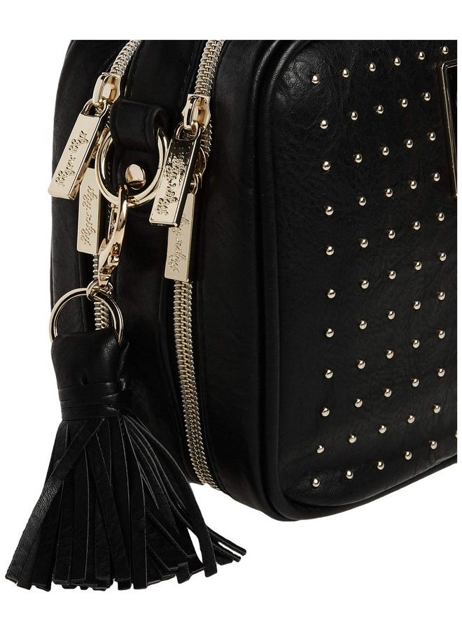 Itzy Ritzy Chelsea + Cole for Itzy Ritzy Crossbody Diaper Bag - Includes 6 Pockets, Changing Pad & Tassel; Black with Sweetheart Print  - Image 2
