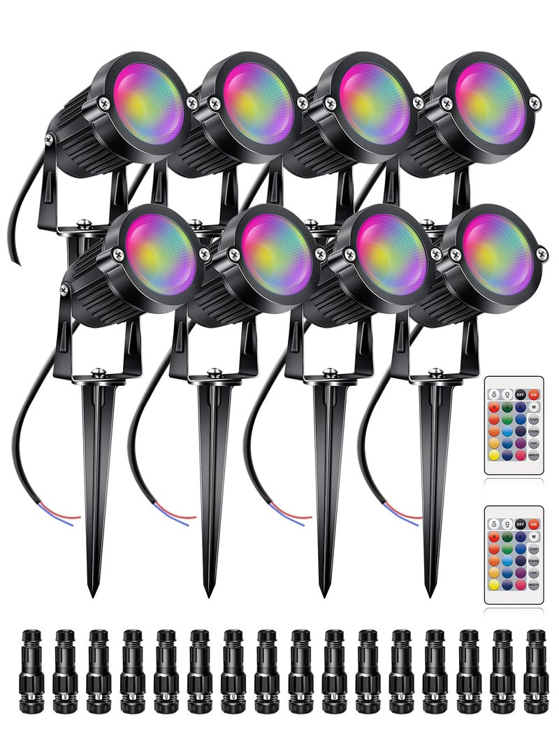 ALEDECO RGB+W Low Voltage Landscape Lights with Remote Control 5W 12V Landscape Lighting LED 16 Color Changing Spotlights Outdoor Waterproof Pathway Lights Garden Decorative(Not Include Transformer) - Image 1