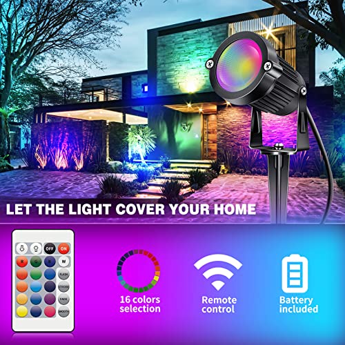 ALEDECO RGB+W Low Voltage Landscape Lights with Remote Control 5W 12V Landscape Lighting LED 16 Color Changing Spotlights Outdoor Waterproof Pathway Lights Garden Decorative(Not Include Transformer) - Image 4