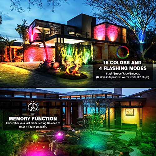 ALEDECO RGB+W Low Voltage Landscape Lights with Remote Control 5W 12V Landscape Lighting LED 16 Color Changing Spotlights Outdoor Waterproof Pathway Lights Garden Decorative(Not Include Transformer) - Image 3