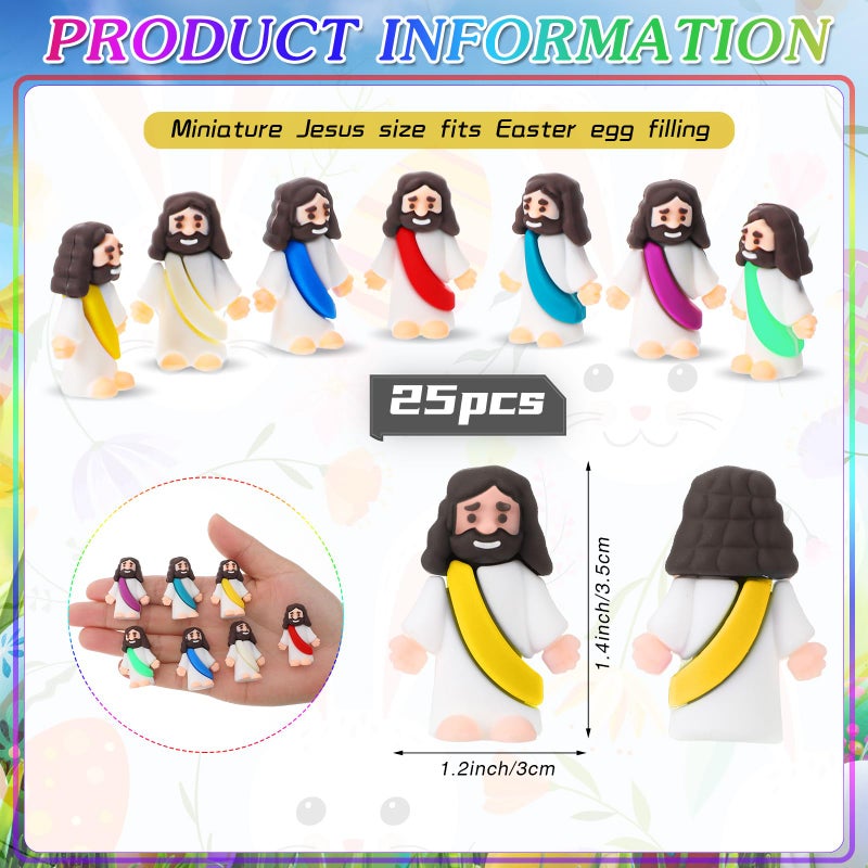 Bememo 25 Pcs Little Jesus Figures Original Design Mini Rubber Jesus Toys to Hide and Seek Religious Party Favors Sunday School Baptism Gifts(Multicolor) - Image 2