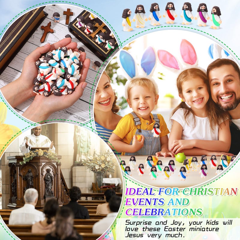 Bememo 25 Pcs Little Jesus Figures Original Design Mini Rubber Jesus Toys to Hide and Seek Religious Party Favors Sunday School Baptism Gifts(Multicolor) - Image 3