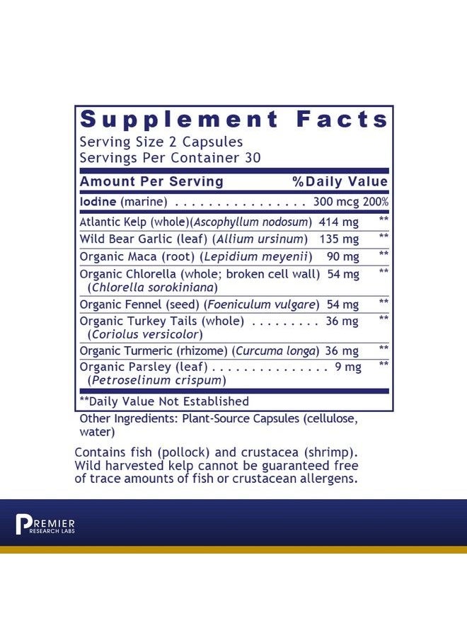 Premier Research Labs - Thyroven Supports Thyroid Function Features Nutraceutical Formula With Atlantic Kelp Wild Bear Garlic Chlorella Fennel Turmeric & Parsley 60 Plant Source Capsules - Image 1