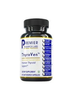 Thyroven Supports Thyroid Function Features Nutraceutical Formula With Atlantic Kelp Wild Bear Garlic Chlorella Fennel Turmeric & Parsley 60 Plant Source Capsules