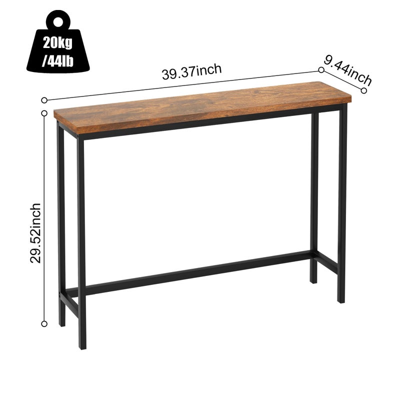 VASMIA Console Table, Entryway Table, Narrow Sofa Table, 39" Hallway Table for Entryway, Living Room, Bedroom, Foyer, Rustic Brown and Black - Image 5