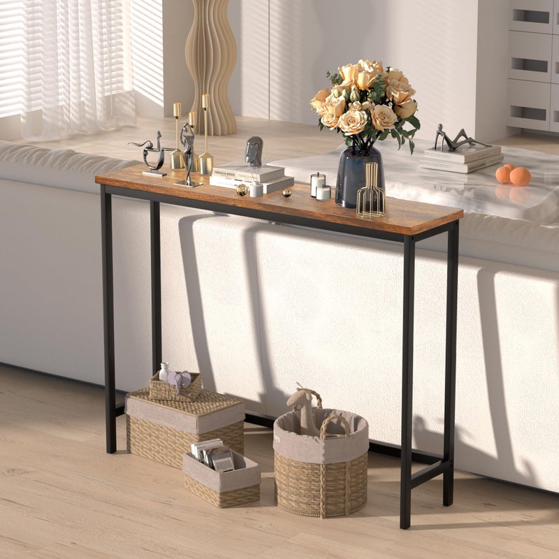 VASMIA Console Table, Entryway Table, Narrow Sofa Table, 39" Hallway Table for Entryway, Living Room, Bedroom, Foyer, Rustic Brown and Black - Image 4