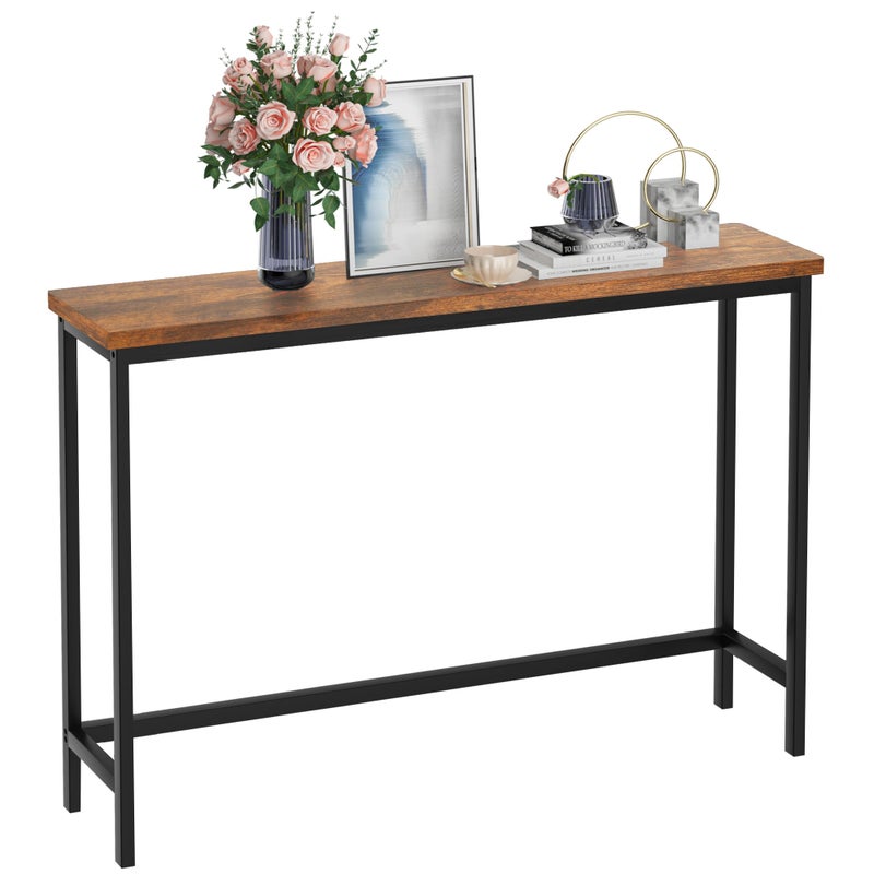 VASMIA Console Table, Entryway Table, Narrow Sofa Table, 39" Hallway Table for Entryway, Living Room, Bedroom, Foyer, Rustic Brown and Black - Image 1