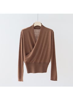 Generic High-waisted V-neck Wool-blend Slimming Pullover Sweater Womens Autumn/winter Knitted Top Long Sleeve Niche Design Sensibility Apricot  - Image 2