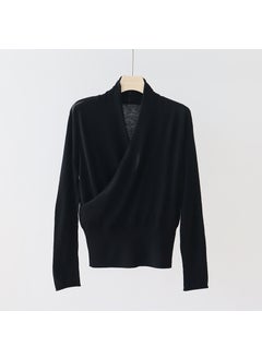 Generic High-waisted V-neck Wool-blend Slimming Pullover Sweater Womens Autumn/winter Knitted Top Long Sleeve Niche Design Sensibility Apricot  - Image 5
