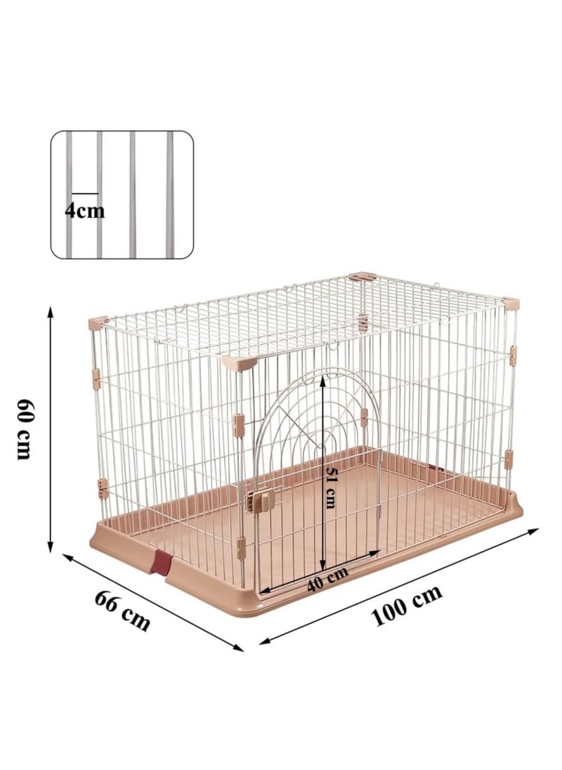 NNC PETS Cat cage with Metal Wire, Base widening buckle and door with push-pull switch, Single Layer, Indoor & Outdoor Cat Cage, Suitable for Multiple Cats, Foldable Cage and Easy to Assemble (Color: Pink)  - Image 2