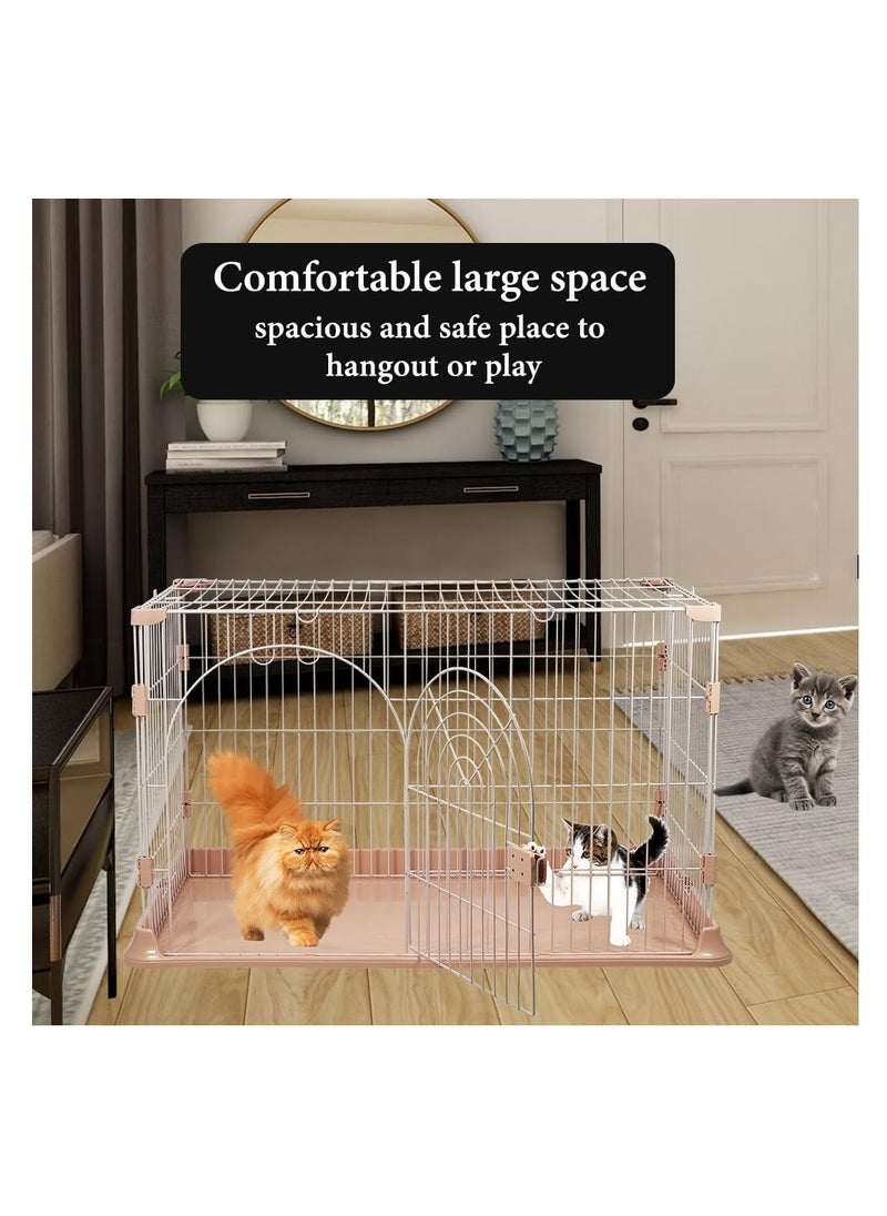 NNC PETS Cat cage with Metal Wire, Base widening buckle and door with push-pull switch, Single Layer, Indoor & Outdoor Cat Cage, Suitable for Multiple Cats, Foldable Cage and Easy to Assemble (Color: Pink)  - Image 4
