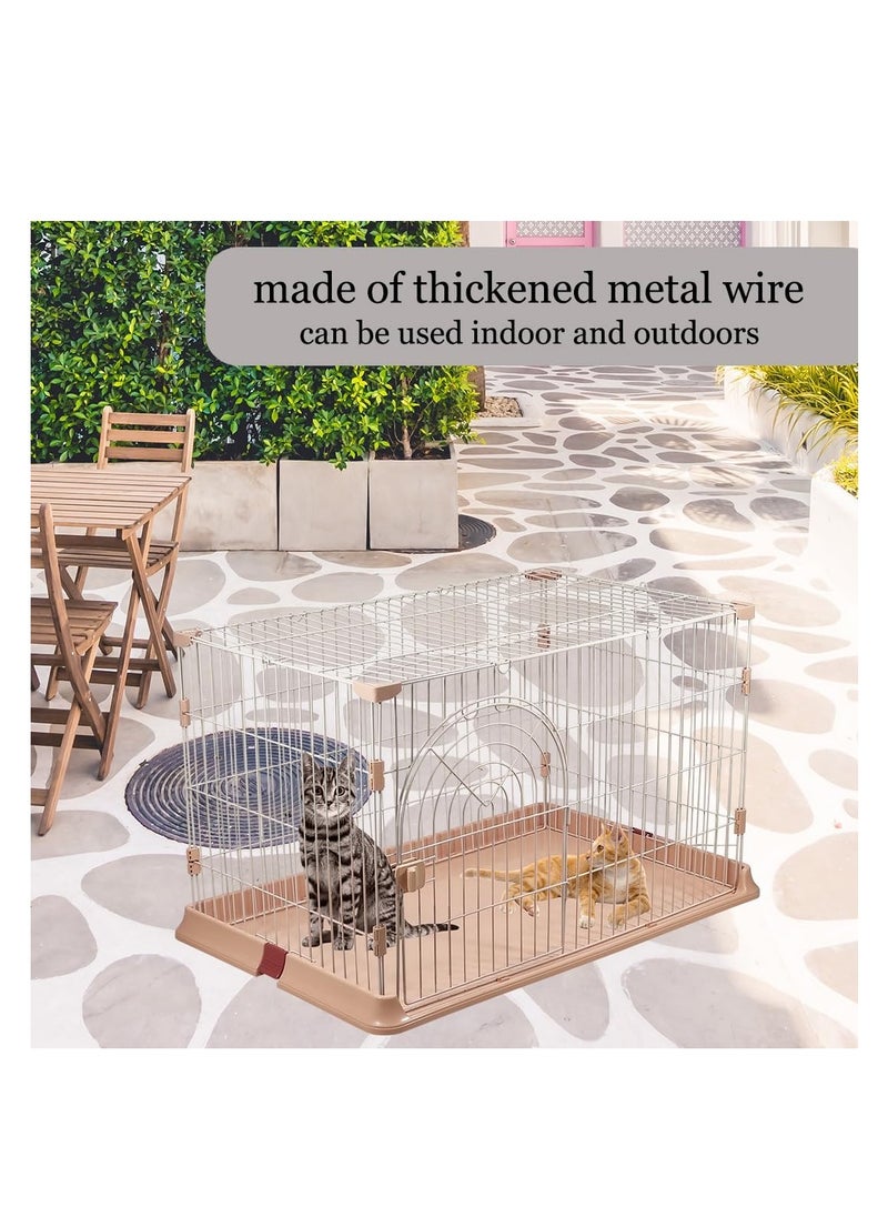 NNC PETS Cat cage with Metal Wire, Base widening buckle and door with push-pull switch, Single Layer, Indoor & Outdoor Cat Cage, Suitable for Multiple Cats, Foldable Cage and Easy to Assemble (Color: Pink)  - Image 5