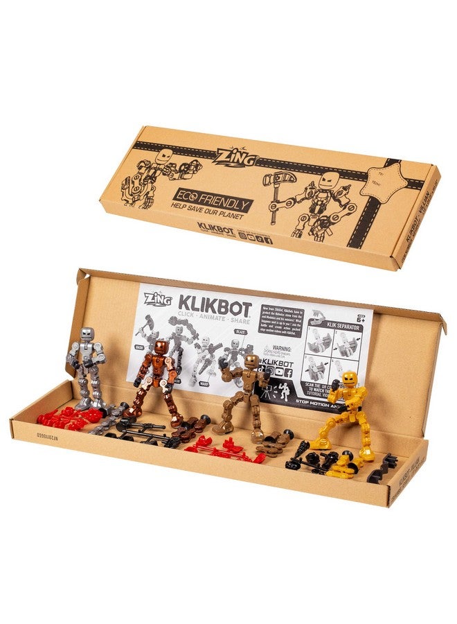 Zing Klikbot, Complete Set of 4 Poseable Action Figures with Weapons, Translucent, Create Stop Motion Animation, for Ages 6 and Up (Series 2 Villains) - Image 2