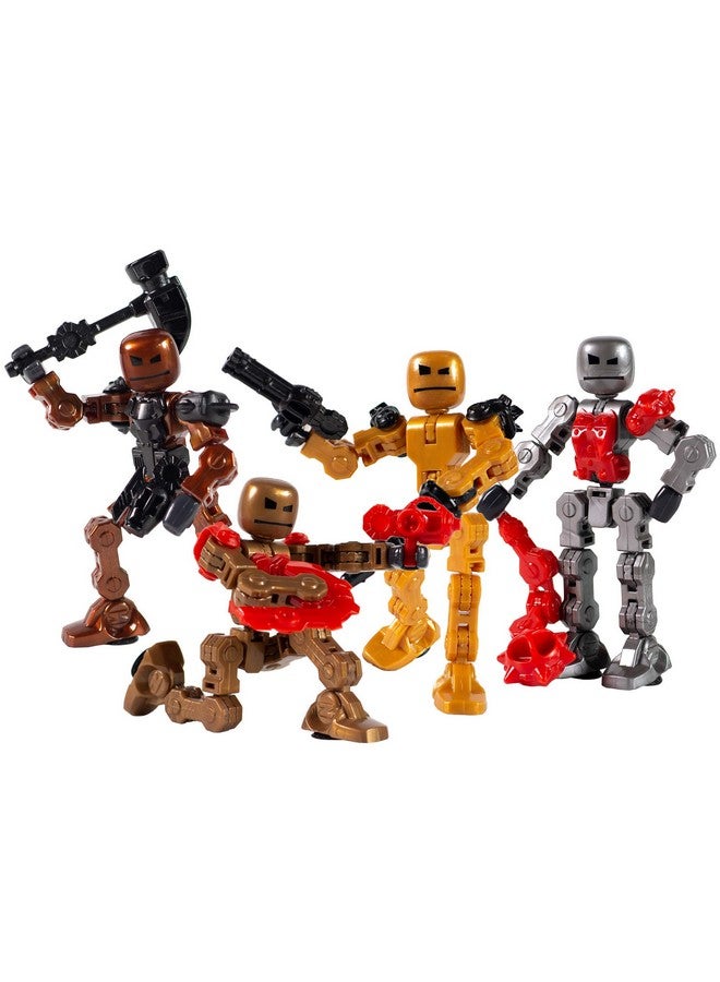 Zing Klikbot, Complete Set of 4 Poseable Action Figures with Weapons, Translucent, Create Stop Motion Animation, for Ages 6 and Up (Series 2 Villains) - Image 1