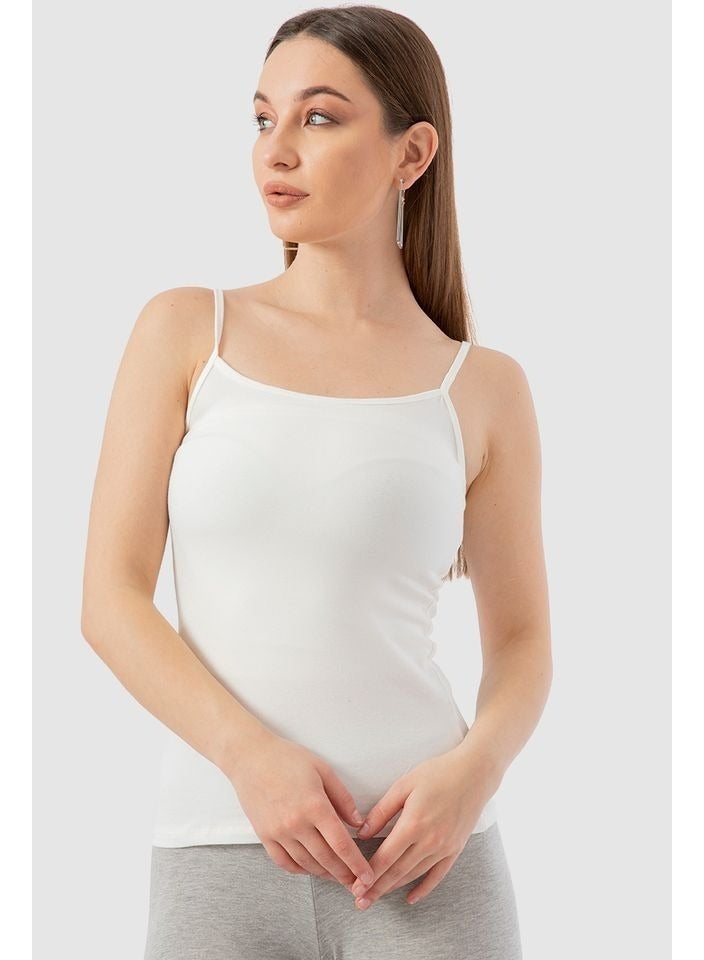 Mesery Mesery Cotton Stretch Plain Spaghetti Top -White  - Image 1