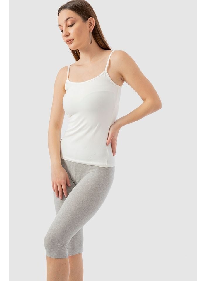 Mesery Mesery Cotton Stretch Plain Spaghetti Top -White  - Image 3