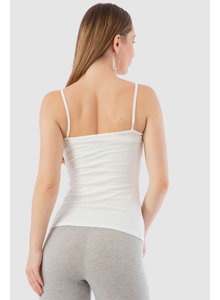 Mesery Mesery Cotton Stretch Plain Spaghetti Top -White  - Image 2