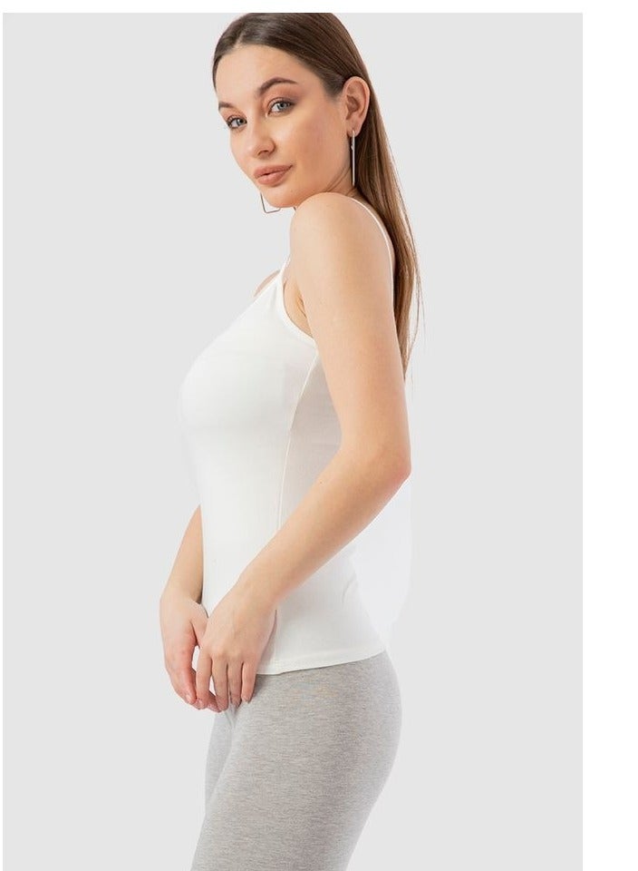Mesery Mesery Cotton Stretch Plain Spaghetti Top -White  - Image 4