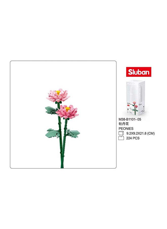 Sluban - Flower Vase Building Kit - A Unique Flower Container With 216  Piece And Flowers Peonies - Image 1