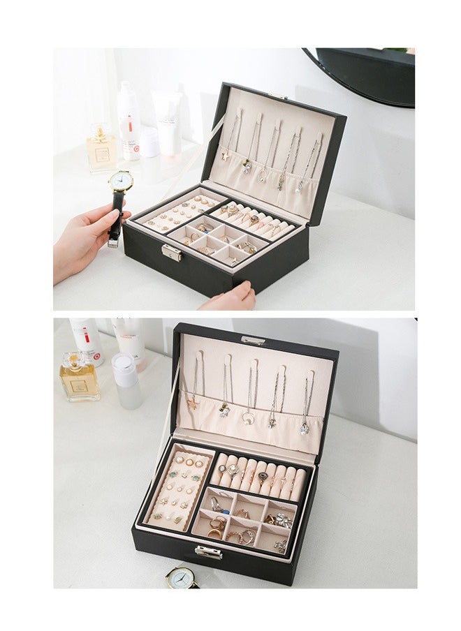 2-Layer Jewelry And Watch Storage Box, PU Leather Jewelry/Watch Boxes For Women With Lock And Removable Partition - pzsku/ZE5ADF63B66994432F4AAZ/45/_/1727531593/7c4a56ed-0553-45bf-926a-e7db71cae4e8