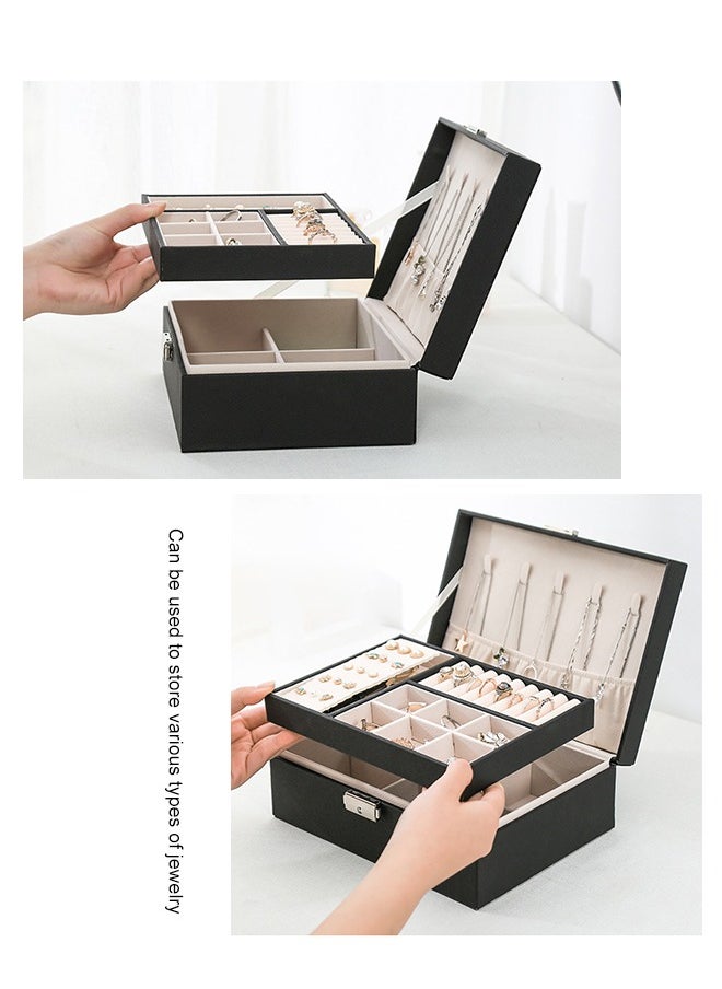 2-Layer Jewelry And Watch Storage Box, PU Leather Jewelry/Watch Boxes For Women With Lock And Removable Partition - pzsku/ZE5ADF63B66994432F4AAZ/45/_/1727531597/72b29f68-3b8c-48e7-9e61-09fce16d3a96