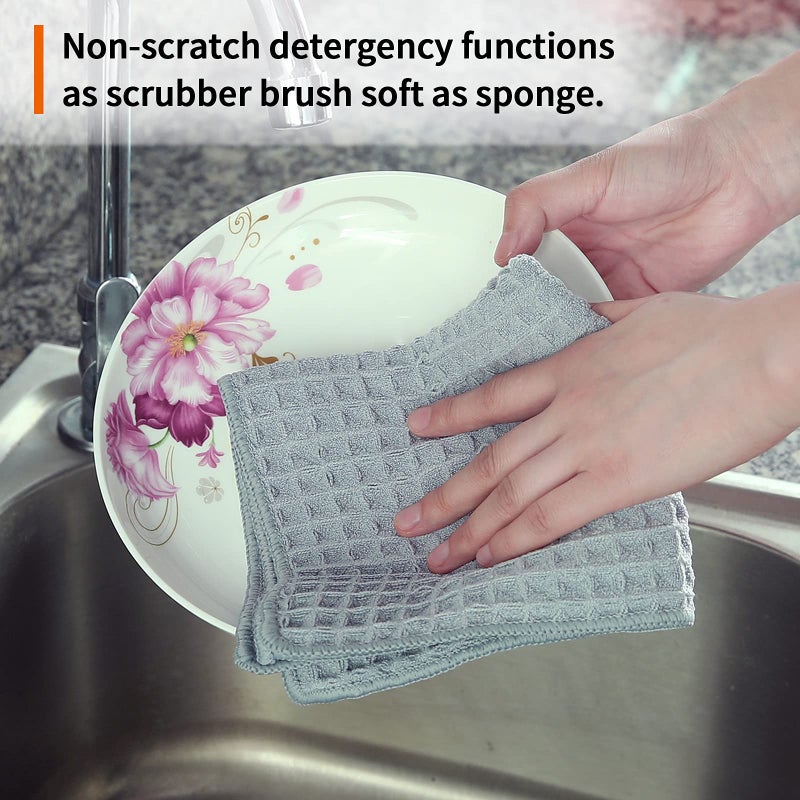 Homaxy Premium Microfber Wafle Weave Kitchen Dish Cloths  12 x 12 Inch Ultra Absorbent and Solid Color Dish Towels for Kitchen Fast Drying Dishcloth for Washing Dishes  6 Pack  Pink - Image 3