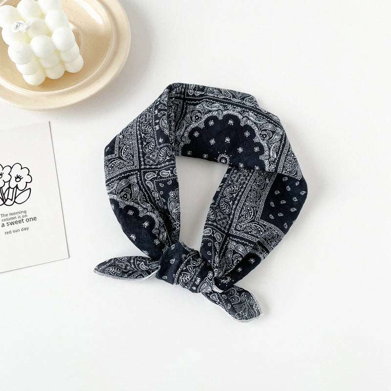 Korean Order Cotton Scarf for Ladies Spring Summer Sweet Style Printed ShawlQM5806-Cashew Lattice Black QM5806-Cashew Lattice Black