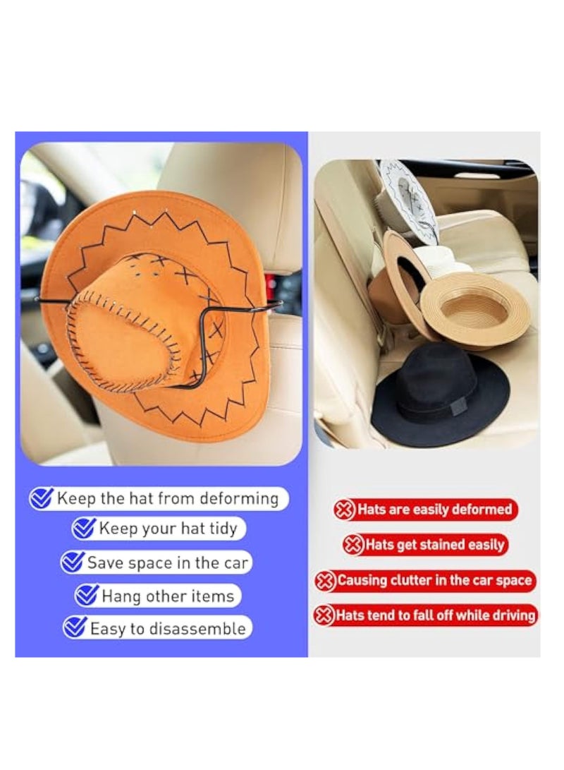 KASTWAVE 1 Pack Cowboy Hat Rack for Truck, Back Seat Organizer Black Leather Hanger Holder Hook, Cowboy Hat Holder Rack for Truck SUV Car, Keep Hat Shape, Car Clothes Hanger Bar Coat Hanger Hard Hat  - Image 5