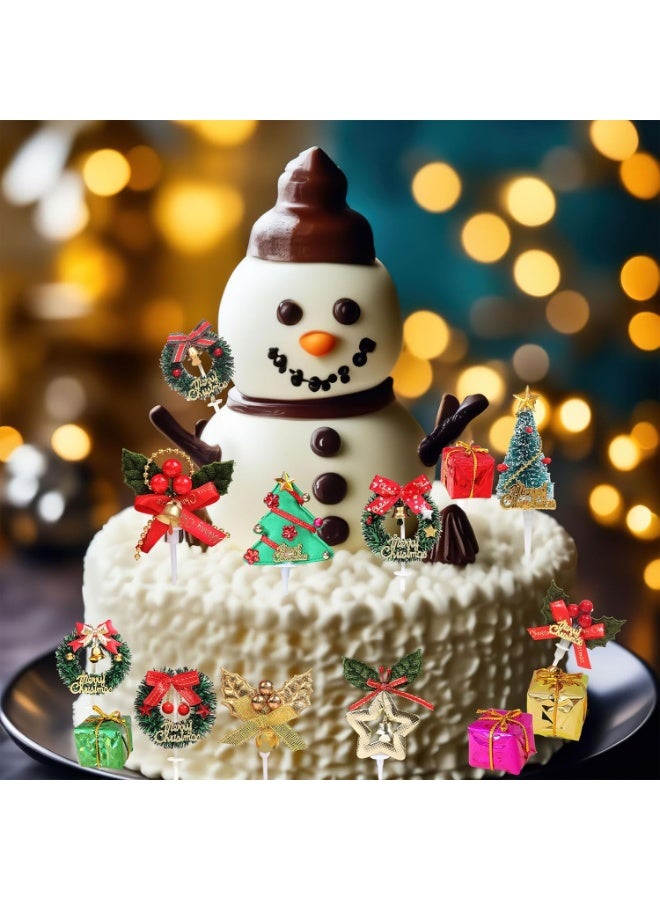 شركة ذي بي زي زينة كعكة عيد الميلاد - زينة العطلات - زينة الكعك - زينة سانتا ورجل الثلج - زينة شجرة عيد الميلاد (زينة كعكة إكليل عيد الميلاد والجرس - 14 قطعة) - Image 2