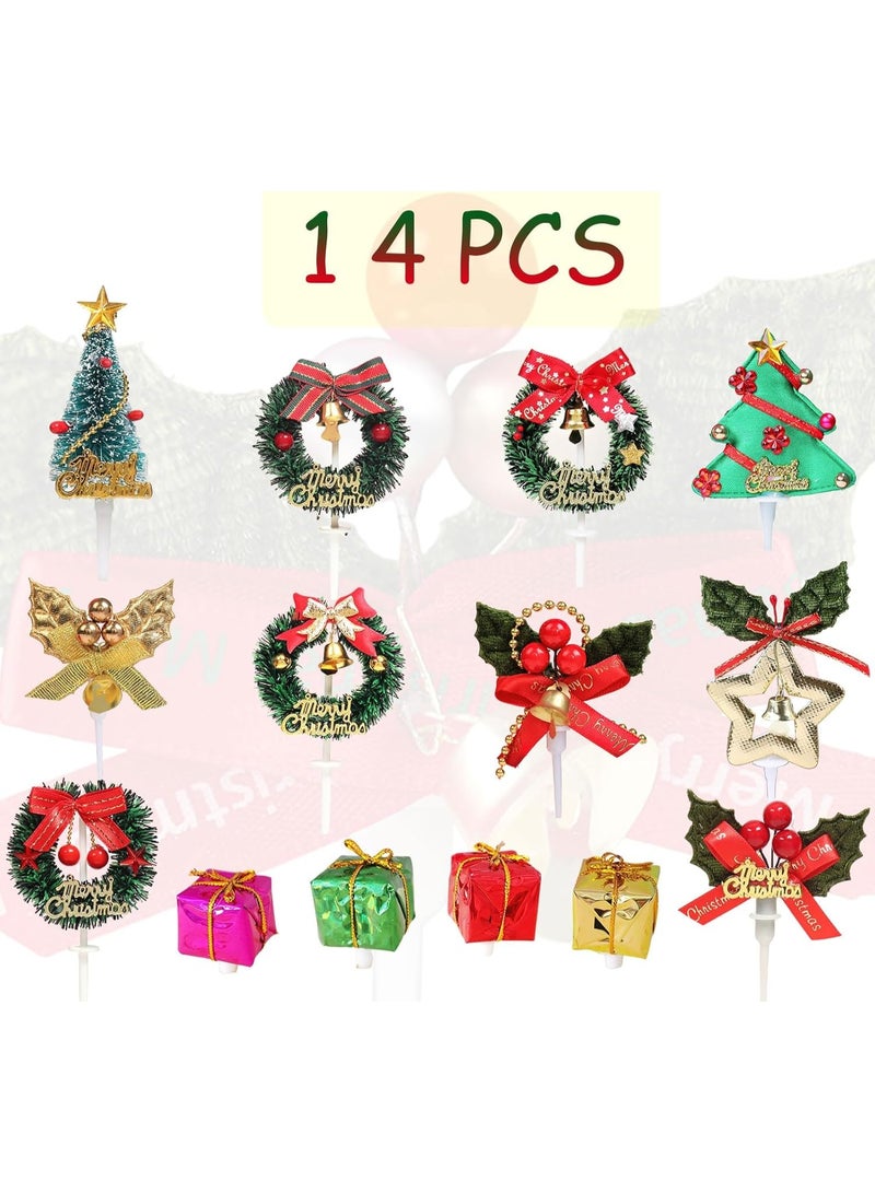 شركة ذي بي زي زينة كعكة عيد الميلاد - زينة العطلات - زينة الكعك - زينة سانتا ورجل الثلج - زينة شجرة عيد الميلاد (زينة كعكة إكليل عيد الميلاد والجرس - 14 قطعة) - Image 5