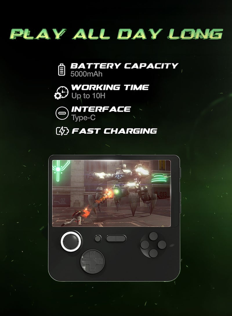GREEN LION GP PRO 5 E5 Handheld Game Console / 22W Fast Charging / 1GB Ram / 64GB Storage / Holding Bracket / HDMI Output Tv / 10Hours Play Time / Bidirectional Charging / TF Card 256GB max / Type-C Port - Black - Image 4