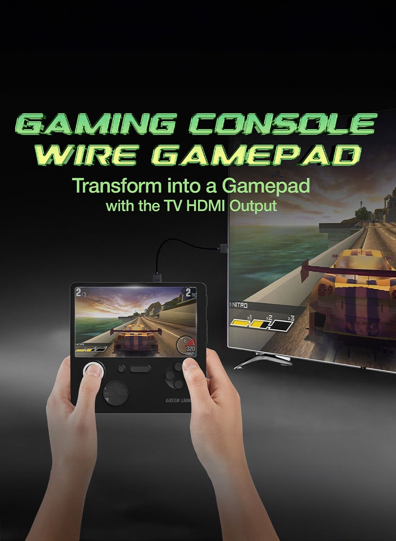 GREEN LION GP PRO 5 E5 Handheld Game Console / 22W Fast Charging / 1GB Ram / 64GB Storage / Holding Bracket / HDMI Output Tv / 10Hours Play Time / Bidirectional Charging / TF Card 256GB max / Type-C Port - Black - Image 3