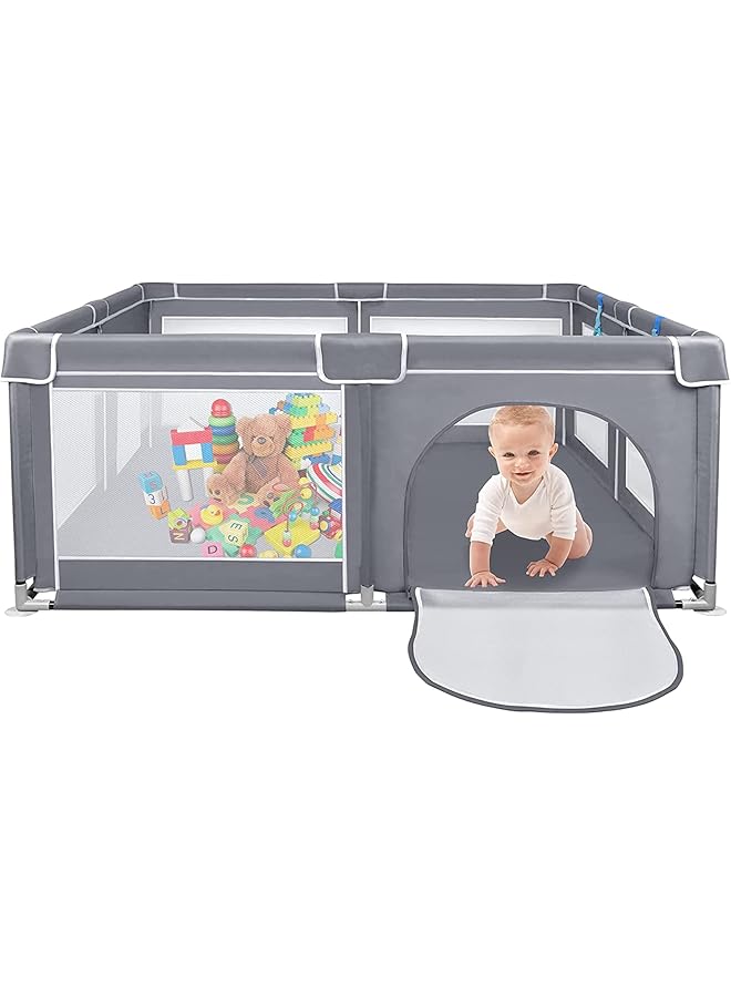 SKY-TOUCH Baby Playpen Extra Large Playpen For Babies Kids Safe Play Center For Babies With Breathable Mesh And Zipper Door，And Toddlers Gives Mommy A Break 200×200Cm - Image 1