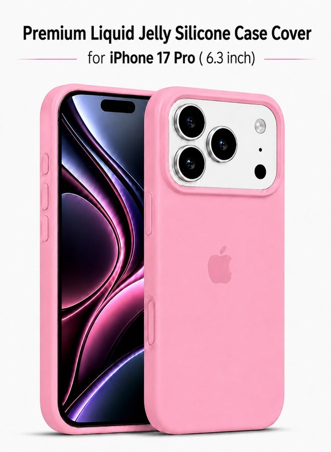 VR CREATIVE Apple iPhone 17 Pro Liquid Silicone Protective Case Cover with Microfiber Lining, Slim Shockproof Soft TPU Back Cover - Pink