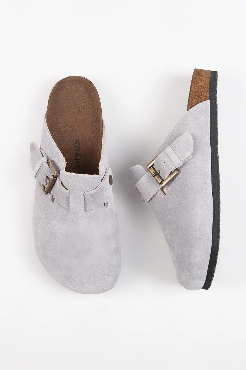 Manijero Krahe Sergio Men's Genuine Leather Clogs Grey Slippers