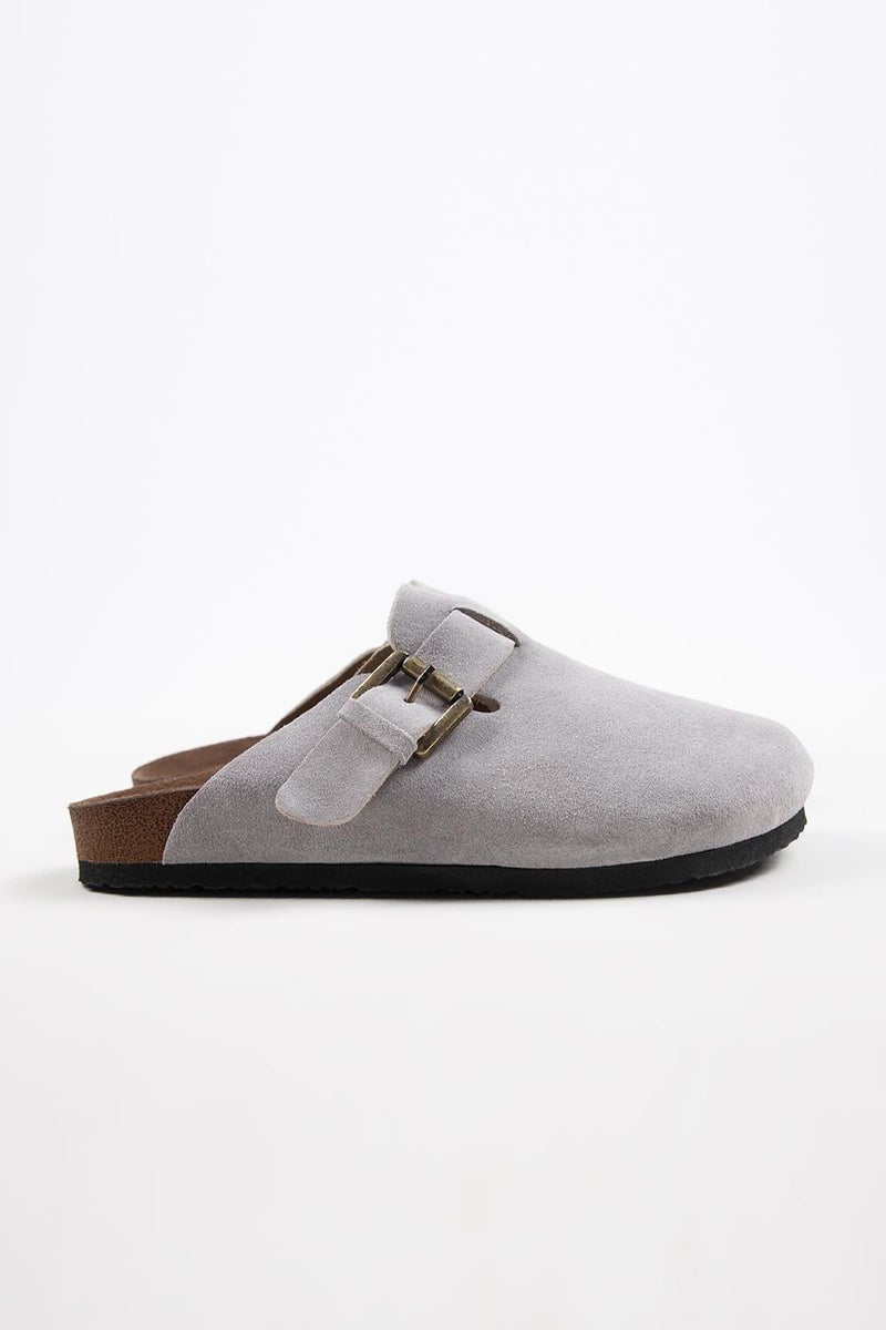Krahe Sergio Men's Genuine Leather Clogs Grey Slippers - Image 2
