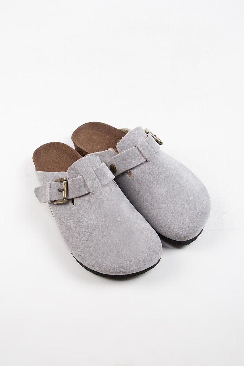 Krahe Sergio Men's Genuine Leather Clogs Grey Slippers - Image 3